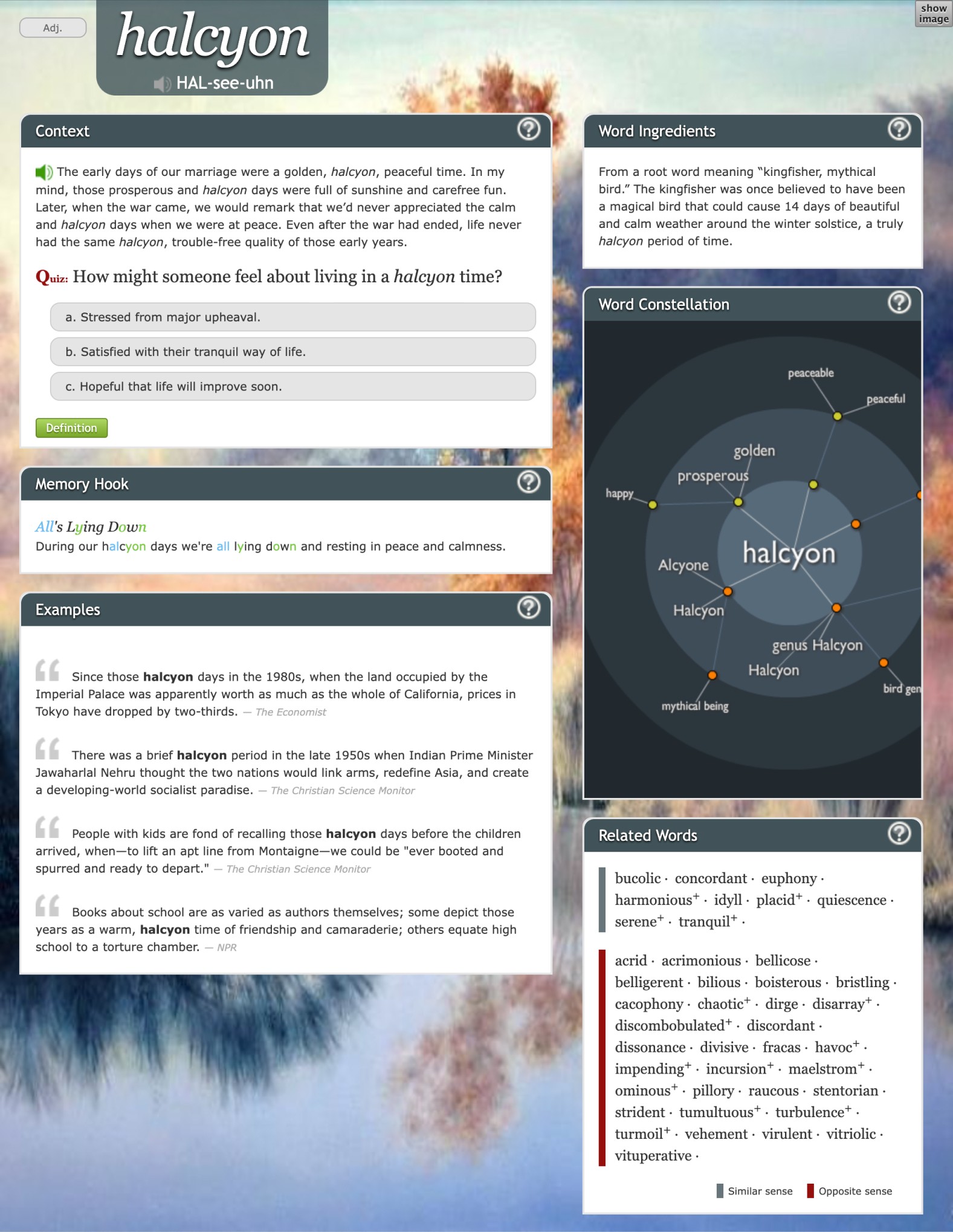 Halcyon word page
