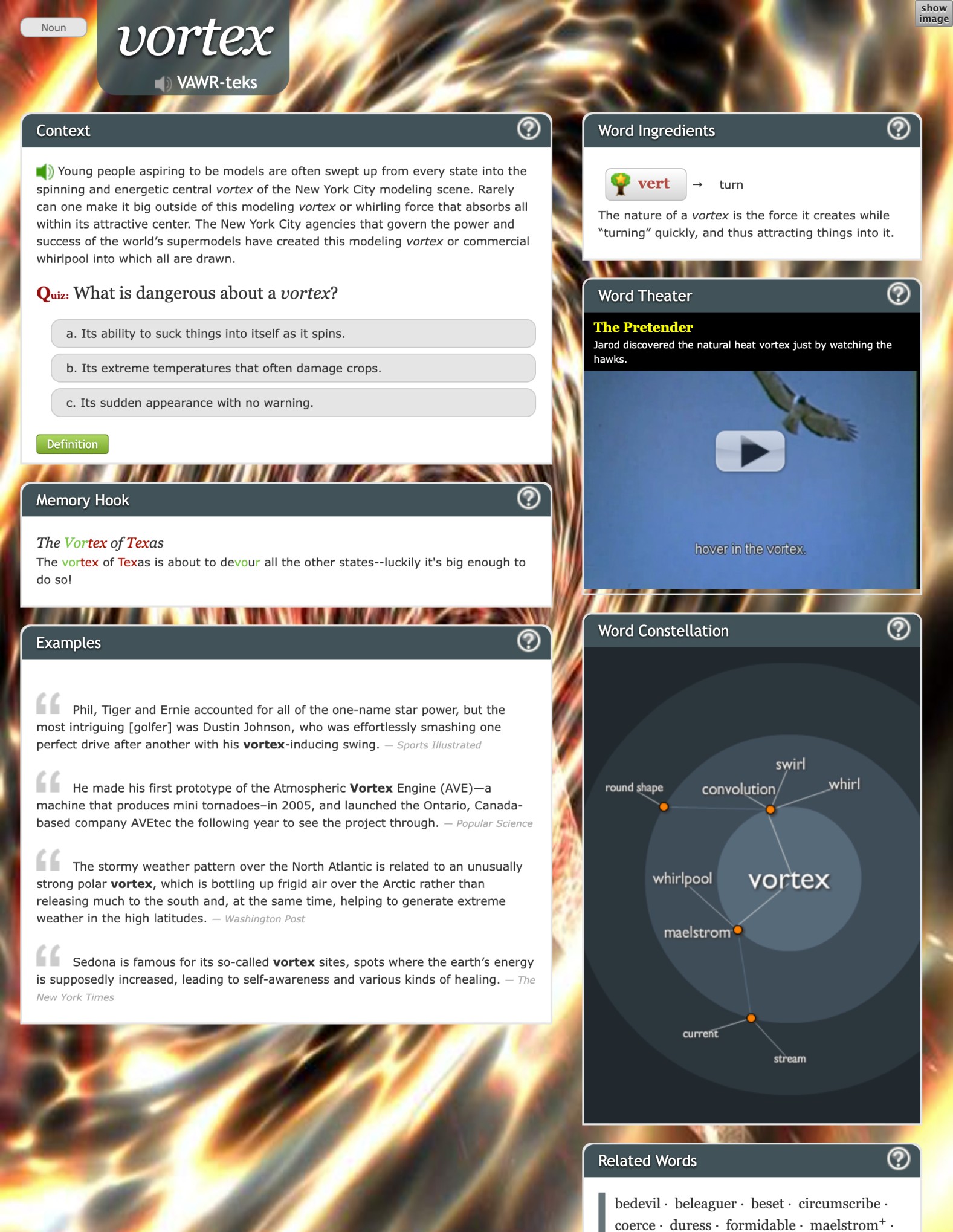 Vortex word page